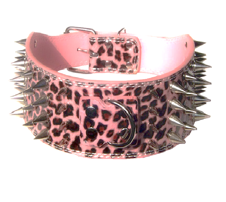 3" WIDE RAZOR SHARP Spiked Studded Leather Dog Pet Collar 4-ROWS 19-22" 21-24"