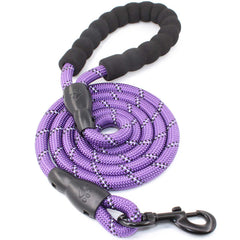 5FT Service Dog Rope Leash Lead Train Padded Handle Reflective Nylon M L Black