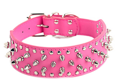 Spiked Studded PU Leather Dog Collar Pit Bull BLACK L XL FOR LARGE BREEDS