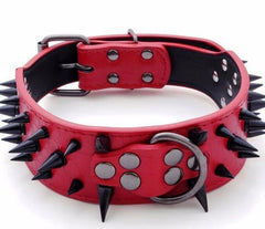 RAZOR SHARP Spiked Studded Rivet PU Leather Dog Pet Puppy Collar 2" Large XLARGE