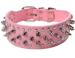Spiked Studded PU Leather Dog Collar Pit Bull BLACK L XL FOR LARGE BREEDS