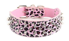 Spiked Studded PU Leather Dog Collar Pit Bull BLACK L XL FOR LARGE BREEDS