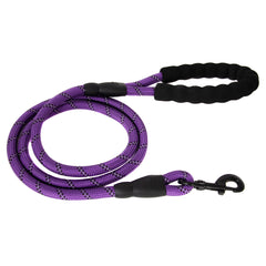 5FT Service Dog Rope Leash Lead Train Padded Handle Reflective Nylon M L Black
