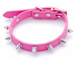 Studded Small Spiked Rivet Dog Pet Leather Collar Pink Red Black Purple Small XS