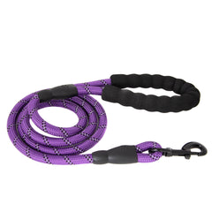 5FT Service Dog Rope Leash Lead Train Padded Handle Reflective Nylon M L Black