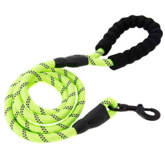5FT Service Dog Rope Leash Lead Train Padded Handle Reflective Nylon M L Black