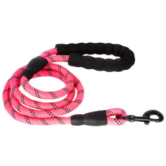 5FT Service Dog Rope Leash Lead Train Padded Handle Reflective Nylon M L Black