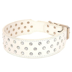 Rhinestone Dog Collar Leather Pitbull Diamonds Bling Pet Pup Non Spike S M L XL