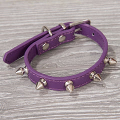 Studded Small Spiked Rivet Dog Pet Leather Collar Pink Red Black Purple Small XS