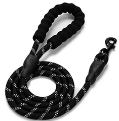 5FT Service Dog Rope Leash Lead Train Padded Handle Reflective Nylon M L Black